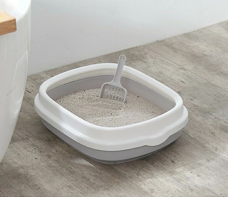 ネコ用トイレ スコップ付き 本体 容器 リターボックス 猫砂入れ 猫用具 ペット用品 飛び散り防止 カバ..