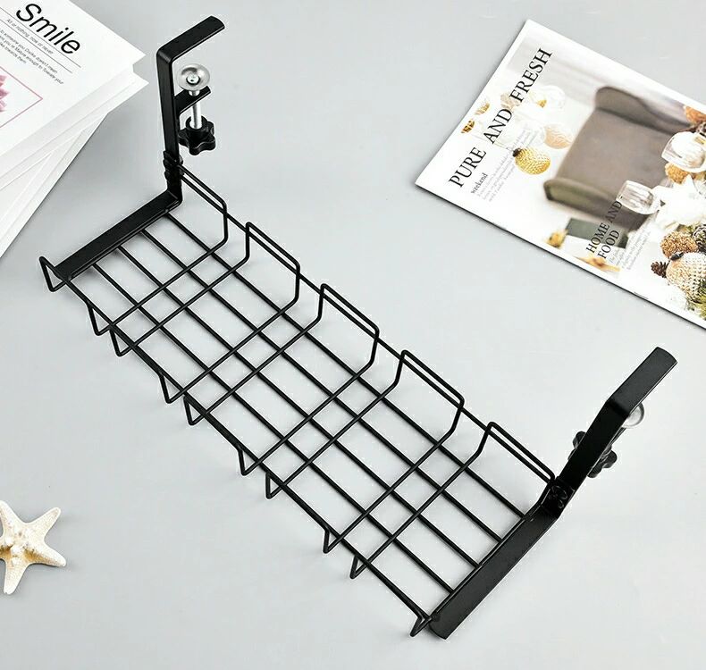 配線 コード 隠し ケーブルトレー 配線トレー クランプ式 穴あけ不要 ステンレス製 シンプル 机 デスク..