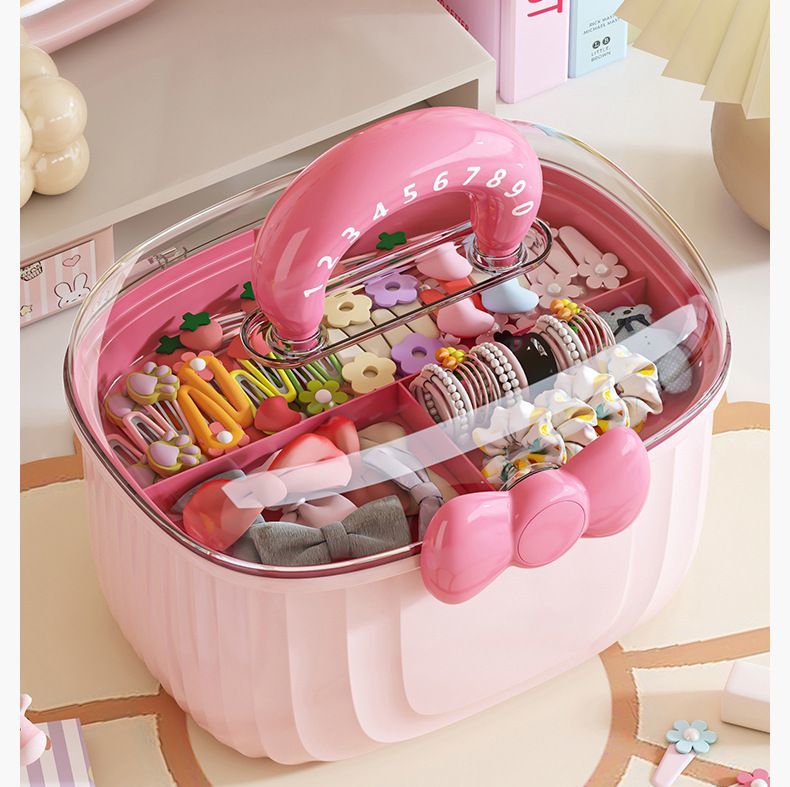 アクセサリー収納ボックス 2段 大容量 子供用 キッズ 女の子 小物入れ 取っ手付き 持ち運び リボン ア..