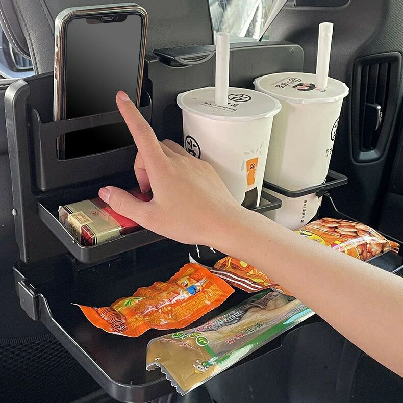 カーテーブル 折りたたみ 簡易テーブル 車載用 ドリンクホルダー スマホスタンド 食事トレイ 小物置き ..