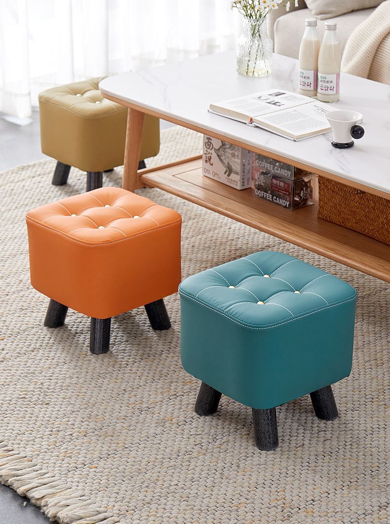 ロースツール クッション オットマン 腰掛け フットスツール 椅子 イス チェア 足置き台 正方形 スクエ..