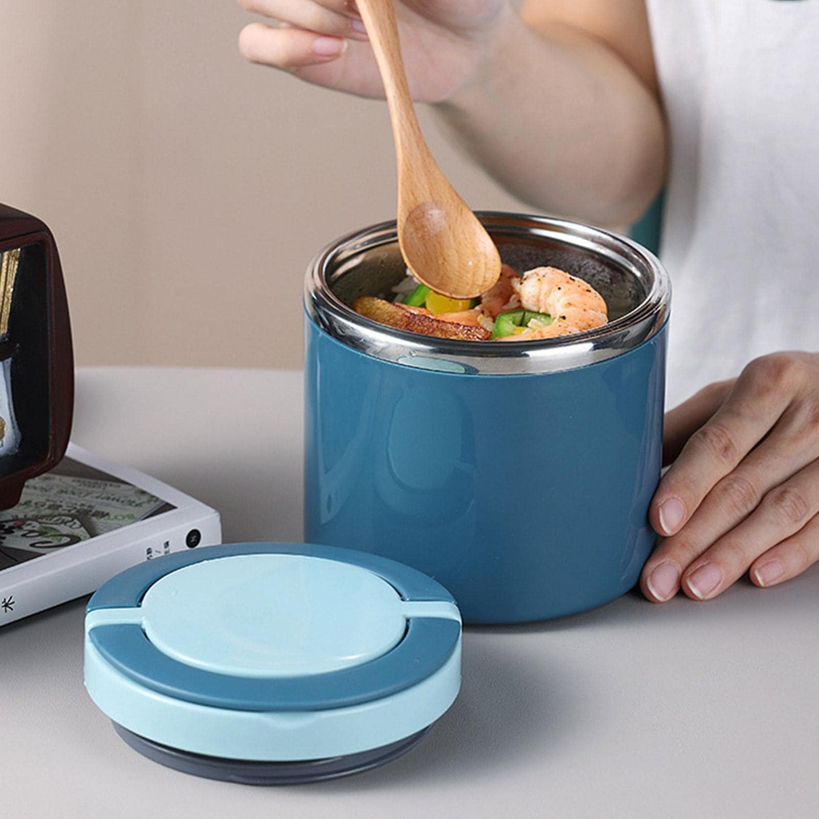 真空断熱スープジャー 1000ml広口 保温保冷 スープコンテナー ランチジャー 弁当箱 男女兼用 子供 オシ..