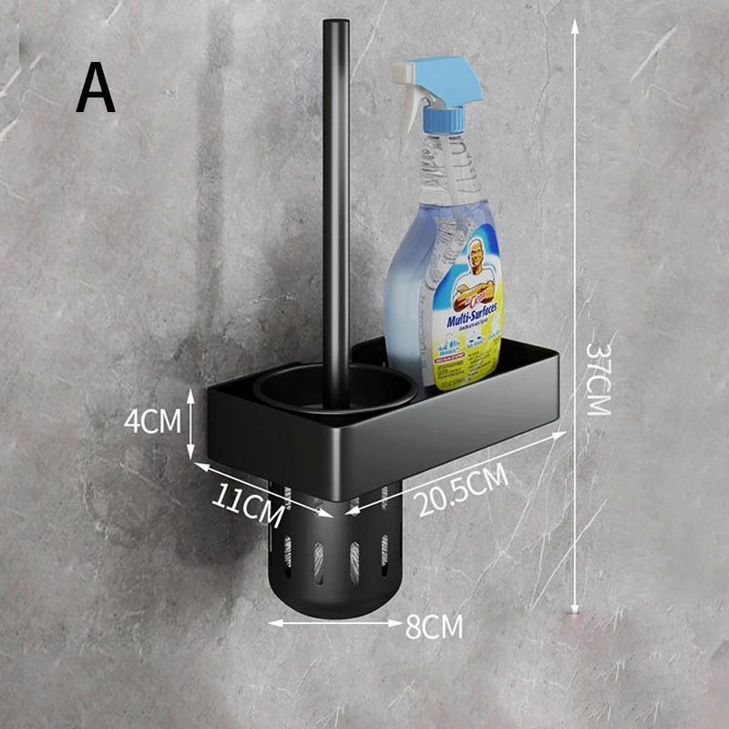通気 アルミニウム合金製 壁掛け 便器ブラシ置き場 便器掃除 バスルーム用 トイレブラシ 床置き 隅々ま..