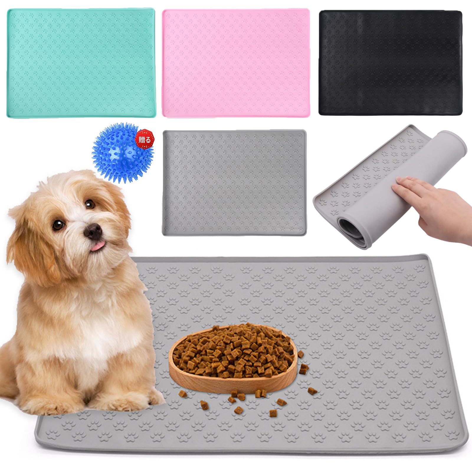 ト 飛び散り防止 猫砂マット 給餌マット 猫 滑り止め 防水 ペットマット シリコン 食事マット 小型犬 ..