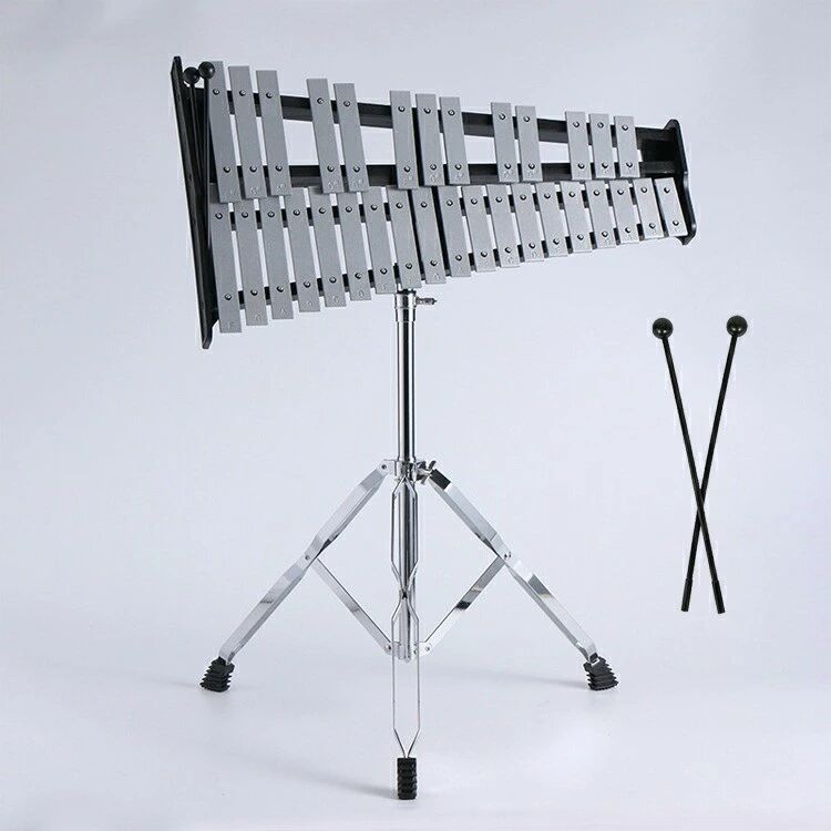 32音 鉄琴 グロッケン 音楽打楽器 グロッケンシュピール オルフ楽器 卓上鉄琴 スタンド 折りたたみスタ..