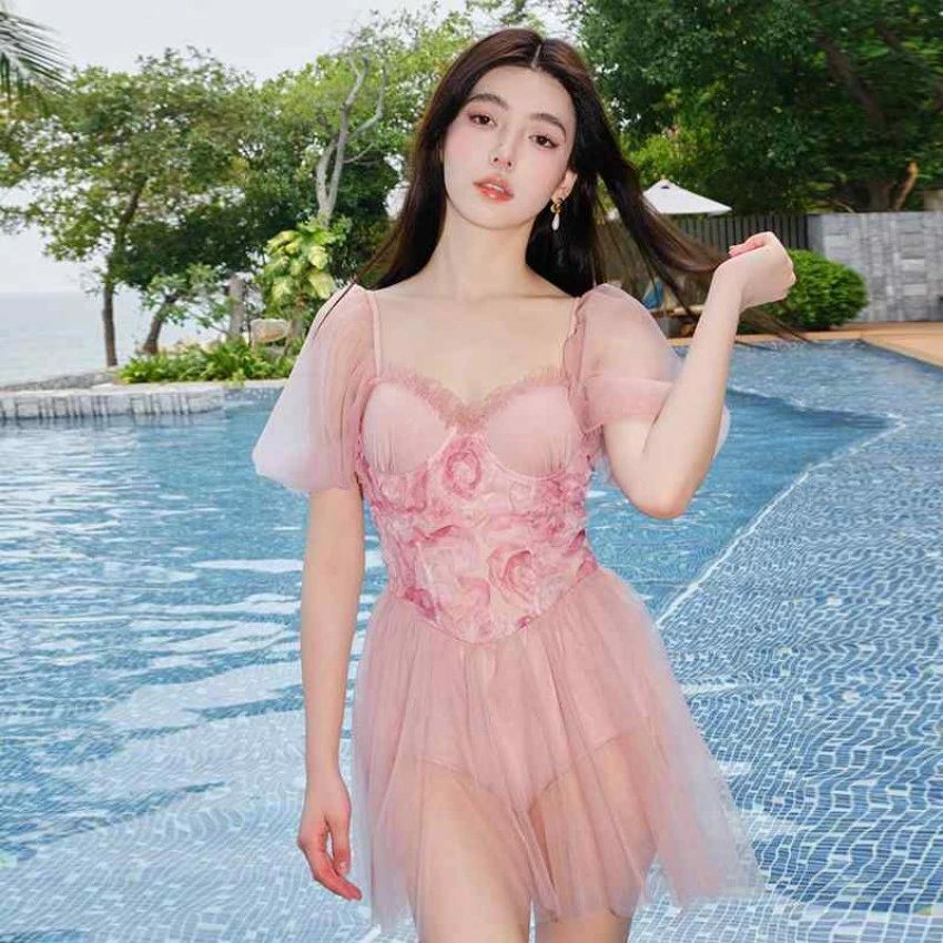 ワンピース 水着 レディース プール ビーチ 海水浴 夏 サマー リトルピンク バックレス レディース 夏 海辺 薔薇 ローズ バケーション