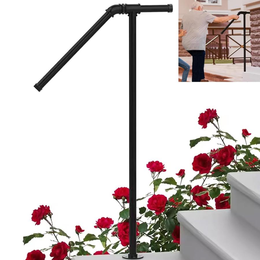 階段手すり 屋外手すり 亜鉛メッキ鋼管 ステップ用手すり 単柱手すり 肉厚鋼管 滑り止め 高齢者 歩行補..