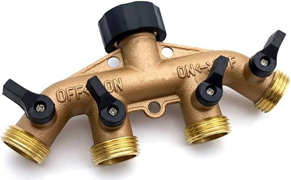 散水コネクタ 4分岐蛇口 ホース分岐コネクタ 散水パーツ 配管継手 分岐止水栓 散水バルブ 四方コネクタ..