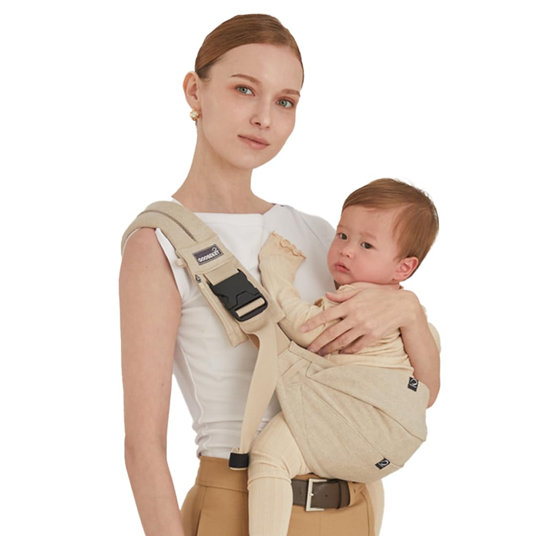 【グスケット365抱っこ紐】2WAY セカンド抱っこひも ヒップシート スリング 腰すわり?20kgまで 簡単 コンパクト 滑り止め 男女 兼用 赤ちゃん 収納ポーチ付き グスケット GOOSEKET (ベージュ)