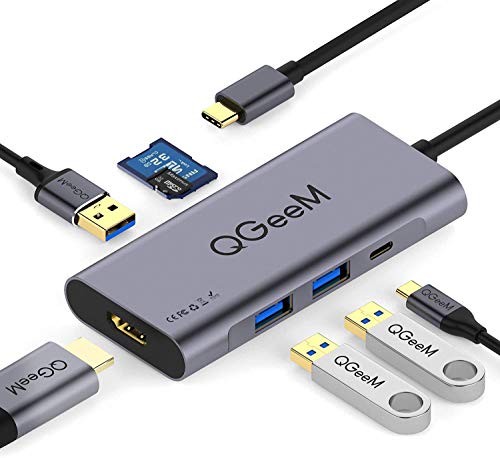 QGeeM USB C ハブ HUB USB Type C HDMI ドッキングステーション 4k USB3.0ポート 100w電力供給 7ポート SD/TFカードリーダー HDMI 変換アダプタ 2018 Mac Air、MacBook Pro 13/15 ChromeBook他対応 usb-c hub