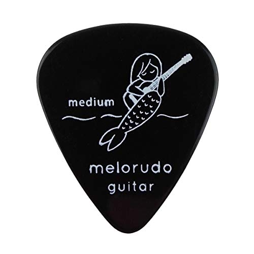 melorudo メロルド デザインギターピック guitar pick ティアドロップ型 エレキギター/アコースティックギター/クラシックギター/ベース等の練習に最適な大量セット ブラック M ミディアム medium 20枚セット ma100