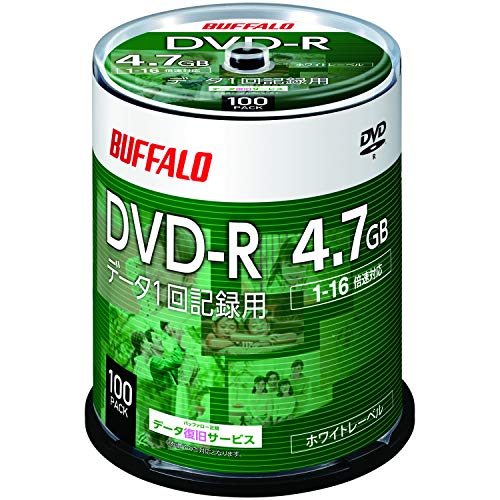 バッファロー データ用 DVD-R 1回記録用 4.7GB 100枚 スピンドル 片面 1-16倍速 ホワイトレーベル RO-DR47D-100PW/N バッファロー データ用 DVD-R 1回記録用 4.7GB 100枚 スピンドル 片面 1-16倍速 ホワイトレーベル RO-DR47D-100PW/N