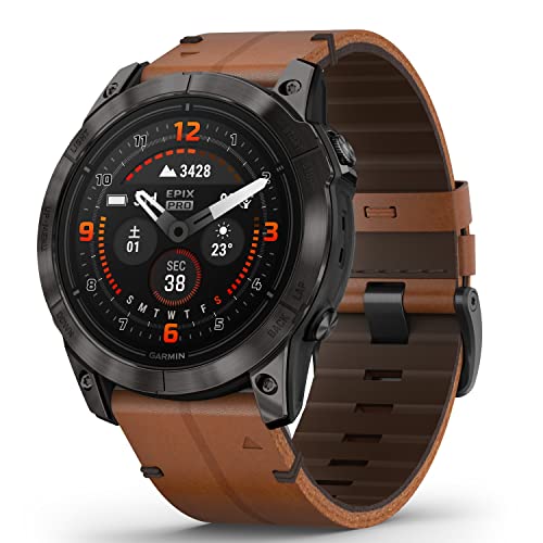 ガーミン(GARMIN) epix Pro 51mm Sapphire Ti Carbon Gray DLC/Chestnut Leather Band AMOLEDディスプレイ搭載 マルチスポーツGPSウォッチ 日本正規品