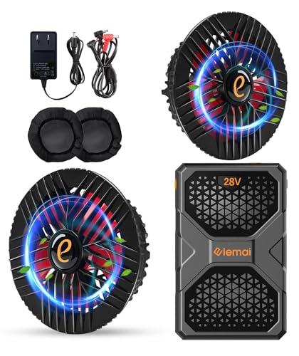 フアン付き作業服対応 大容量30000mAh 業界超高電圧出力28V ファンバッテリー セット 猛暑対策 ファン防塵カバー付き(黒*赤羽根)