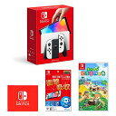 Nintendo Switch(有機ELモデル) Joy-Con(L)/(R) ホワイト + 【任天堂ライセンス商品】Nintendo Switch (有機ELモデル)専用有機EL保護フィルム 多機能 + あつまれ どうぶつの森 -Switch + Nintendo Switch ロゴクロス(2)