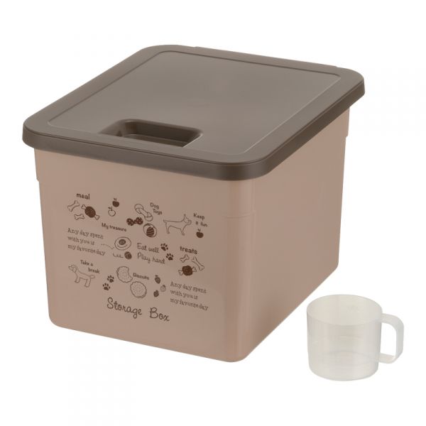 【マラソン限定 15％OFF クーポン配布中】ドッグフード ストレージ ボックス ベージュ