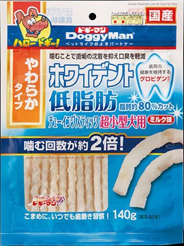 ホワイデント低脂肪 チューイングスティック 超小型犬用 ミルク味 140g(標準48本)