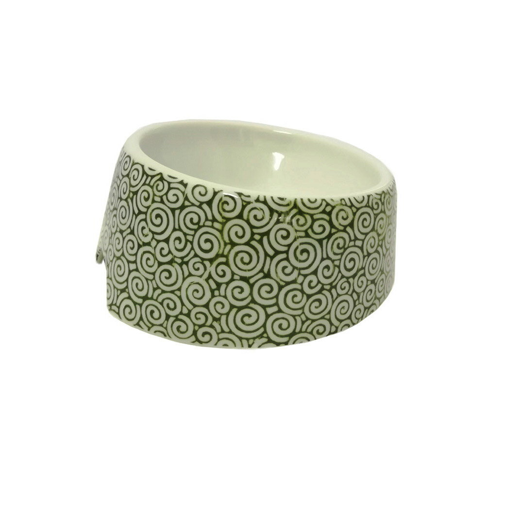 【マラソン10%OFFクーポン】犬用食器 唐草 緑