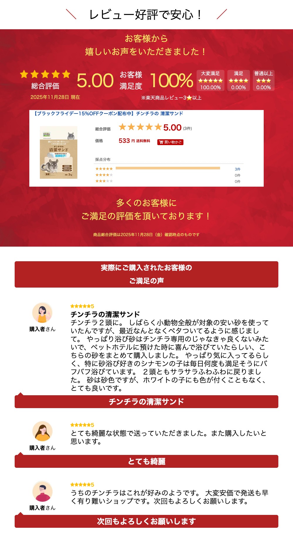 【ブラックフライデー15%OFFクーポン配布中】チンチラの 清潔サンド 3