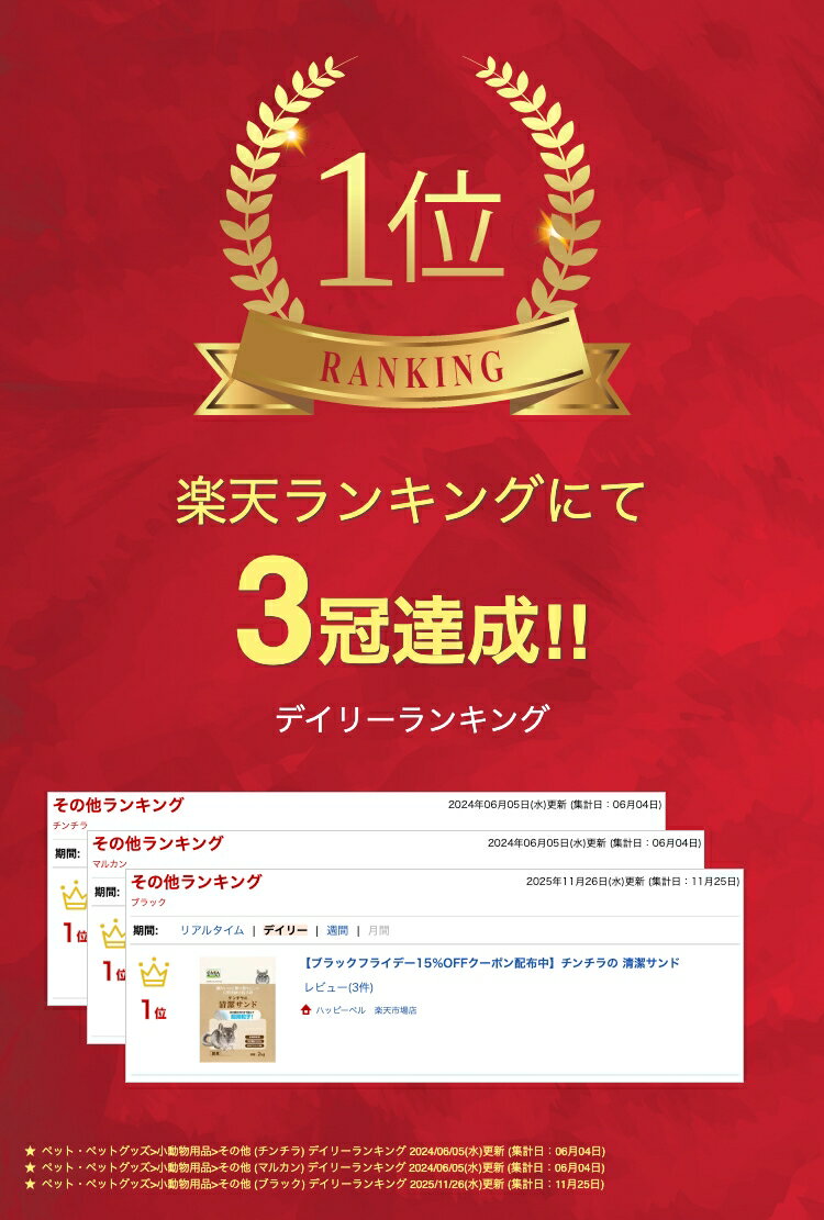 【ブラックフライデー15%OFFクーポン配布中】チンチラの 清潔サンド 2