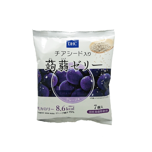 チアシード入り蒟蒻ゼリー グレープ味【低カロリー国産蒟蒻粉使用】7個入り【メール便不可】