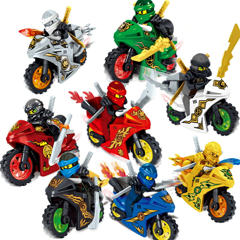 ブロック ニンジャゴー 忍者とバイク各8台 ブロック互換品 プレゼント 入学プレゼント 入学お祝い クリスマスプレゼント 知育玩具 おもちゃブロック