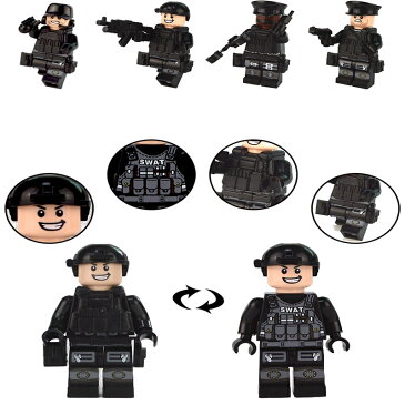 ブロック ミニフイグ SWAT12体 武器とボートセット ブロック互換品 プレゼント 入学プレゼント 入学お祝い クリスマスプレゼント 知育玩具 おもちゃブロック