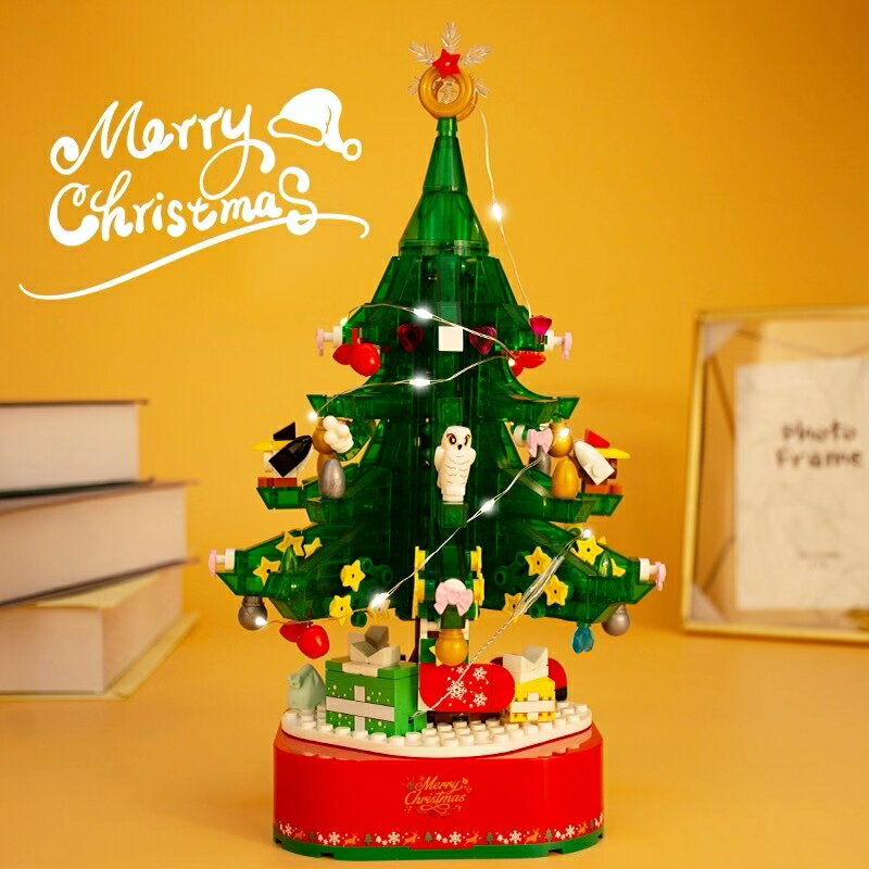 ブロック クリスマスツリー ライトとオルゴール付き 互換品 プレゼント 入学プレゼント 入学お祝い クリスマスプレゼント 知育玩具 おもちゃブロック