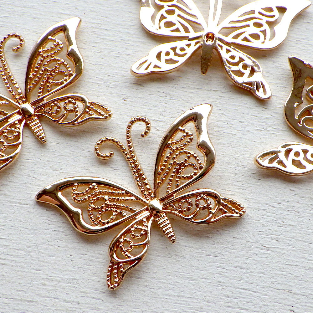 チャーム 蝶 ドットライン模様 バタフライ 約30×45mm*704