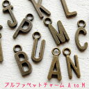 チャーム アルファベット イニシャル 縦約12mm 真鍮古美(A?M)704