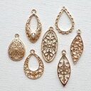 チャーム マーキス リング オーバル しずく 唐草 フラワー レース 1個 金色 7種類*