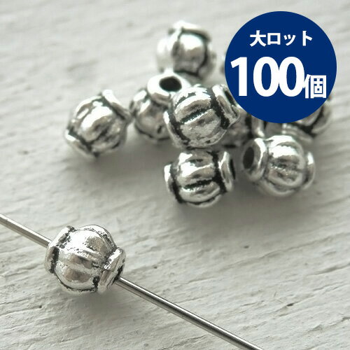 大ロット販売[100個]チャーム メタルビーズ丸型 直径4mm（シルバー）