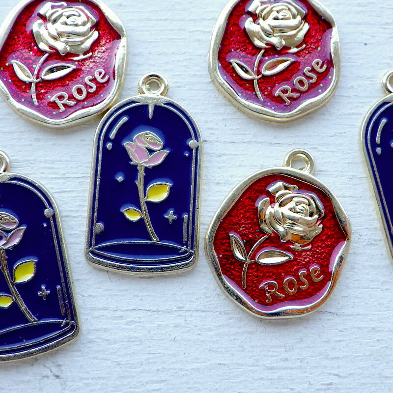 エポチャーム シーリングワックス ガラスボトル 薔薇 1個 レッド ネイビー 2種類704