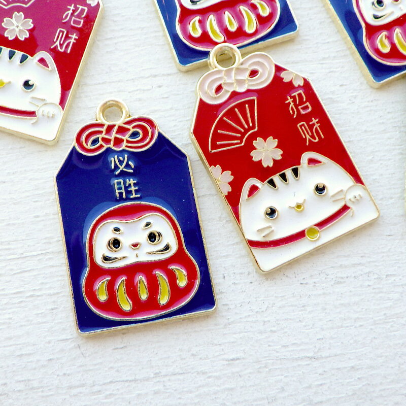 エポチャーム お守り 招き猫 だるま 平安しか 1個 赤 青 3種類704