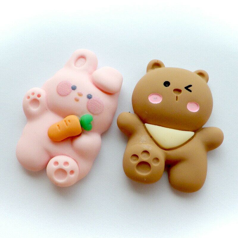 デコパーツ キラキラ 貼付けパーツ スキップする くま うさぎ デコパーツ デコパーツ 動物 デコレーションパーツ