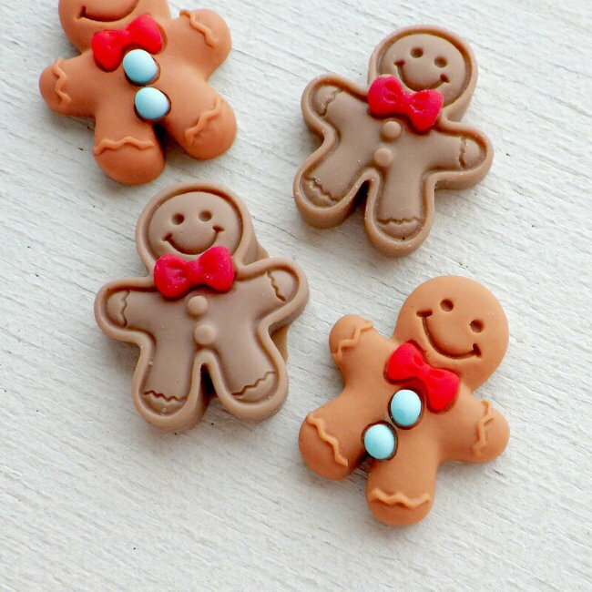[1個・20個]貼付けパーツ Xmasモチーフ ジンジャークッキー デコパーツ 2種類 クリスマス  ...