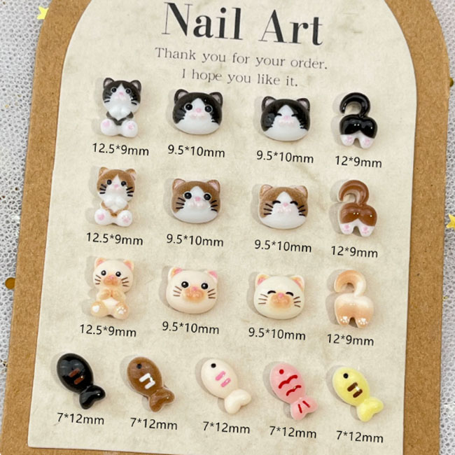 Rakuten - ネイル デコパーツ 猫 ハチワレ【ランダム10個】 デコパーツ ネイルパーツ デコレーションパーツ