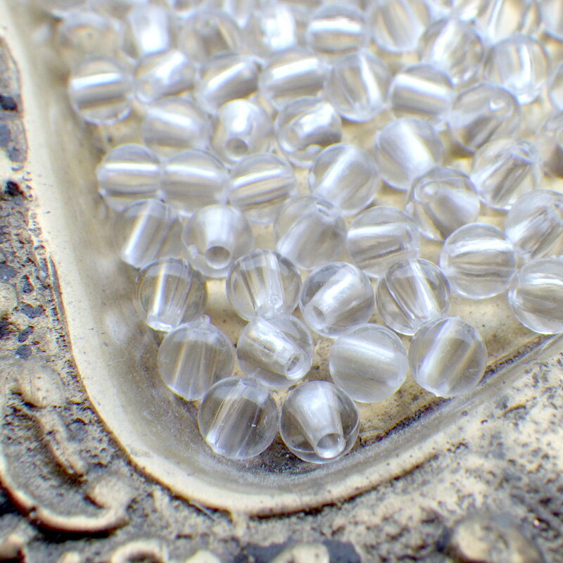 アクリルビーズ 丸玉 スキ玉 約4mm 30個 クリア