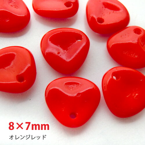 チェコビーズ ビーズパーツ バラの花びら（約8×7mm オレンジレッド）10粒入り【Rose Petals】*