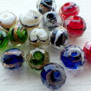 ガラスビーズ ボタンカット 約8×6mm 1個 5種類*