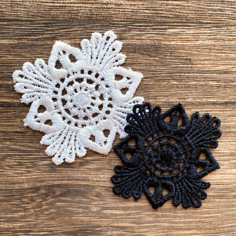 ケミカルレース モチーフ スクエアハートモチーフ ホワイト ブラック 1枚*のサムネイル