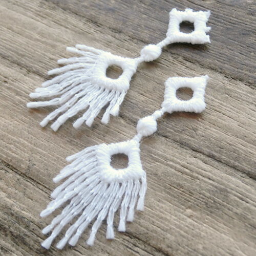 レース モチーフ タッセル風 エスニック レース 約45mm ホワイト 10枚入*
