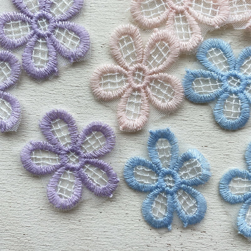 レース モチーフ チュールレース 格子花びら パステルカラー 縦約38mm*