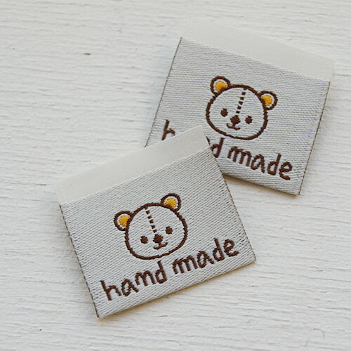 ビスタグ・ハンドメイドタグ・テディベア・handmade手芸 縫付タグ フレンチタグ かわいい おしゃれのサムネイル