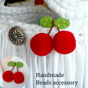完成品★ヘアアクセサリー 赤いチェリーのヘアクリップ ハンドメイド 韓国 素材 さくらんぼ