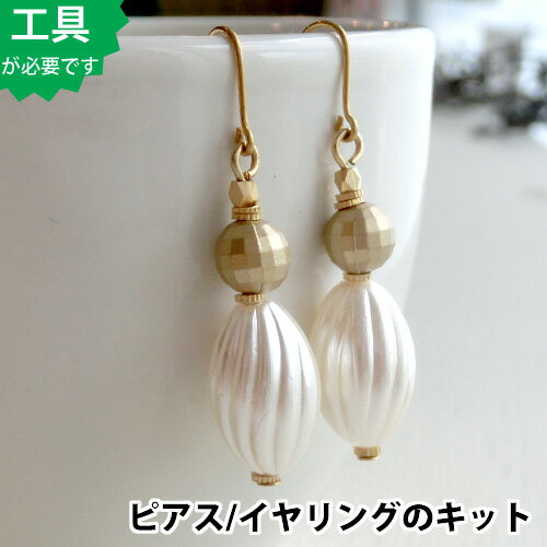 手芸キット【ビーズアクセサリーのキット】アクリルプレクシーパールのピアス*