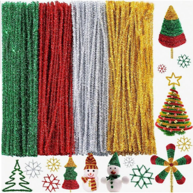 [10本-40本]クリスマスカラー メタリック ラメ フラワーモール材料 手芸モール カラーモール お花カラ..