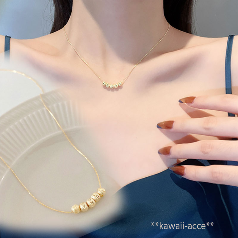 【完成品】グリッターボール チェーンネックレス ゴールド