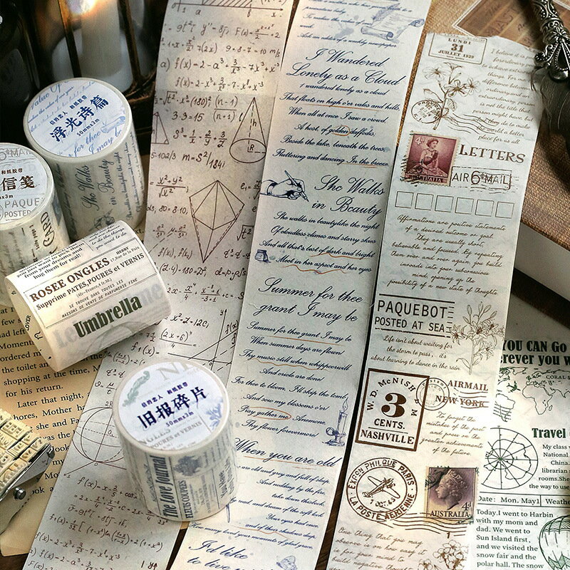 【レターパック発送】スクラップブッキング シール 紙テープ ノートや雑誌のようなテープ 5.0cm幅×長さ..