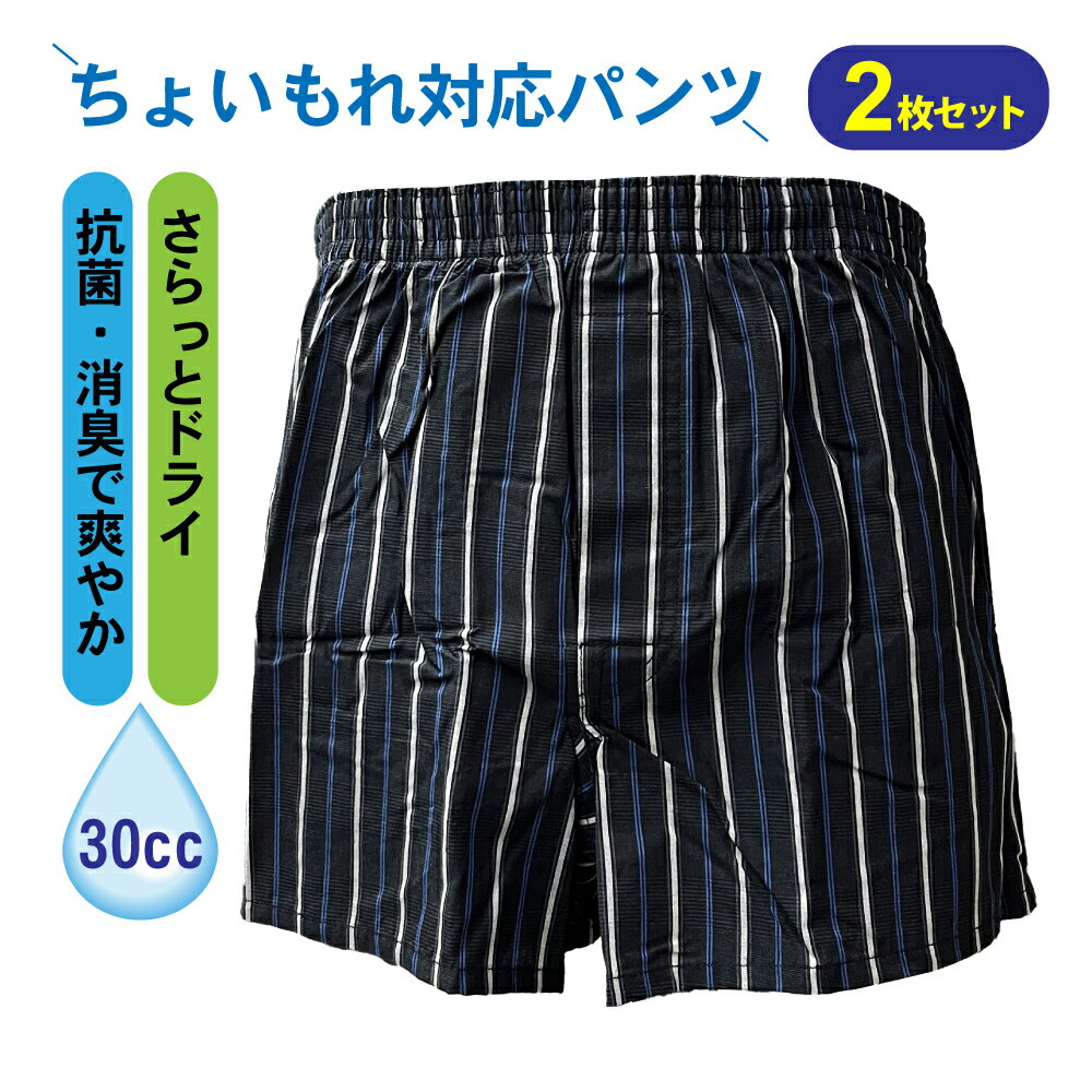 ★2枚セット★ちょいもれ対応パンツ(トランクス) 抗菌 消臭 ドライ 前開きタイプ 吸湿 放湿